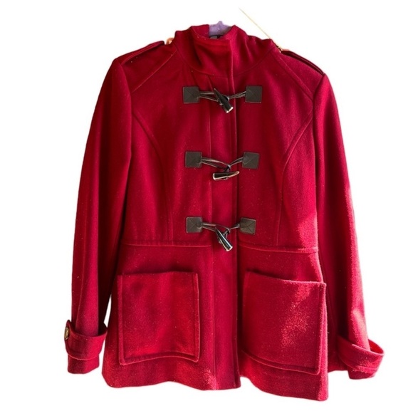 London Fog Jackets & Blazers - london Fog Women’s Wool, red peacoat with hood Size SP